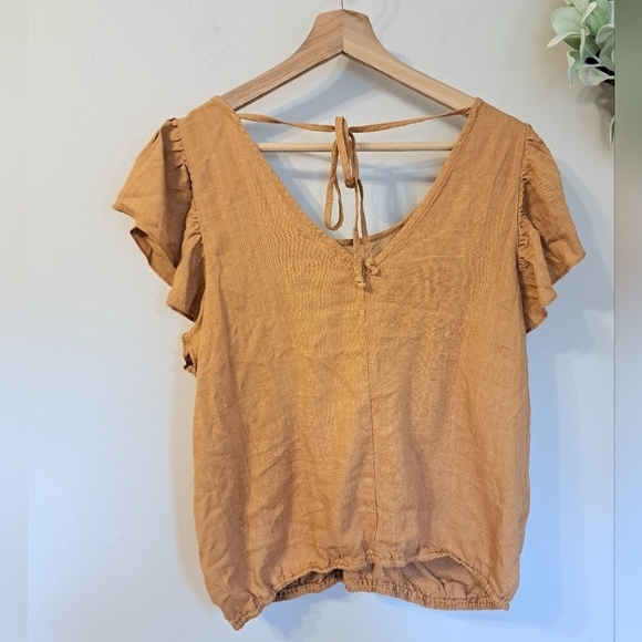LOVE on a Hanger Burnt Orange Lace Floral Embroidered Short Sleeve Top - Picture 3 of 6
